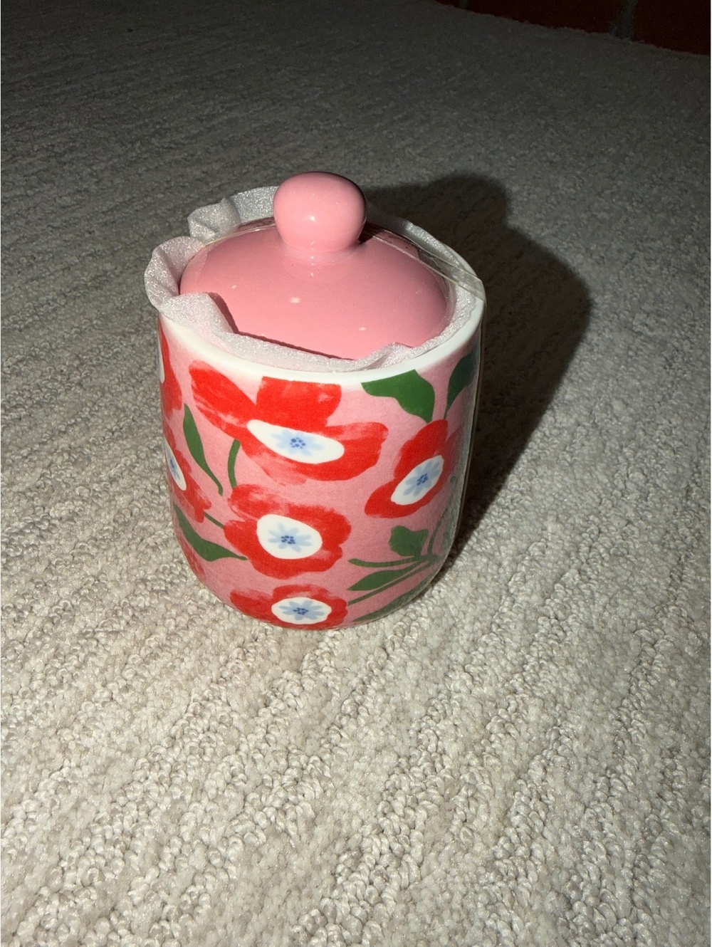 Set of 8 Floral lidded ceramic jar